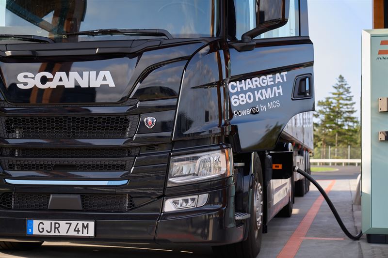 Scania pioneers vehicle to grid through Megawatt Charging System for heavy transport